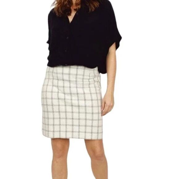 J. Jill Skirt Size MP Windowpane Stretch Plaid NWOT - Picture 1 of 8
